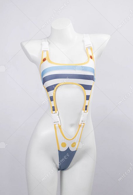 Maillot de bain une pièce dérivé de Friren avec découpes boucle à pression et imprimé à rayures
