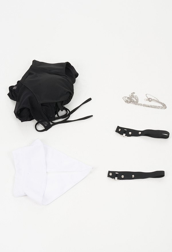 Traje de baño derivado Wednesday para mujer Traje de baño negro de una pieza con corte gótico tirantes en las piernas y cuello
