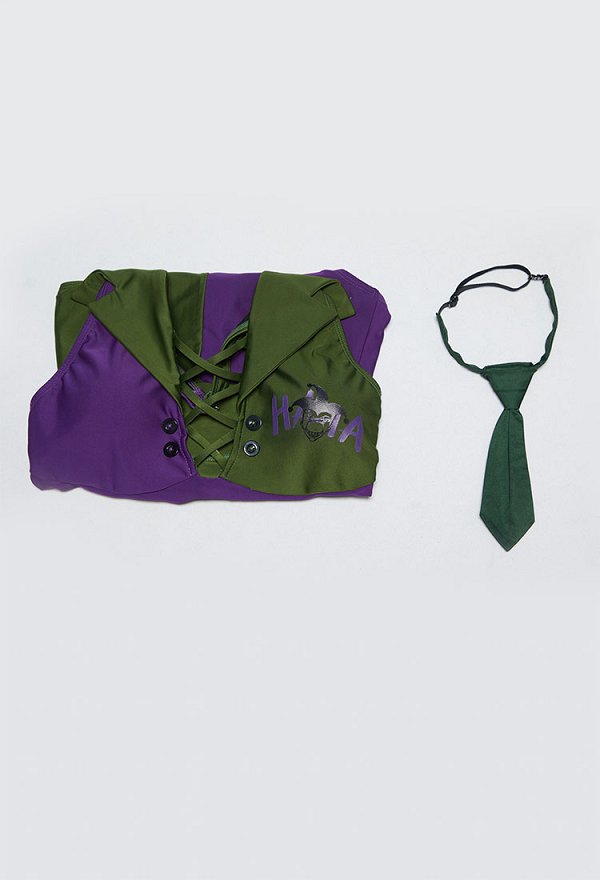 Traje de baño de una pieza con estampado patchwork y corbata derivado de Joker Traje de baño de una pieza con estampado patchwork y corbata derivado de Joker