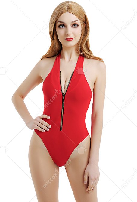 Traje de Baño de una Pieza para Mujer Halter Zipper Tummy Control Swimwear