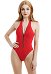 Traje de Baño de una Pieza para Mujer Halter Zipper Tummy Control Swimwear