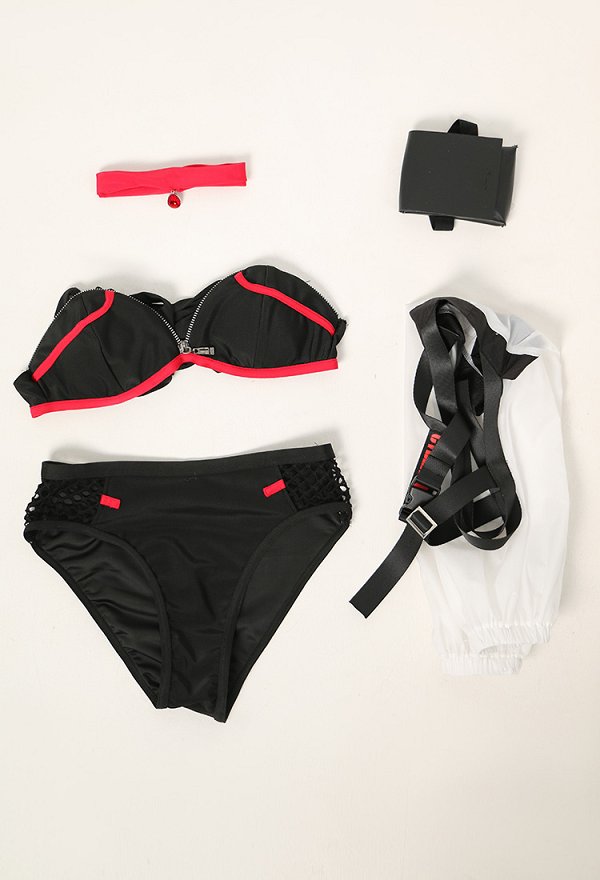 Cyberpunk Lucy Derivative Sexy Bañador Conjuntos de Bikini con Cordones para la Parte Superior e Inferior de Bañador con Gargantilla y Encubrimiento