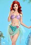 The Little Mermaid Ariel Derivado Traje de baño de dos piezas con top y ropa interior en forma de concha con una falda cruzada