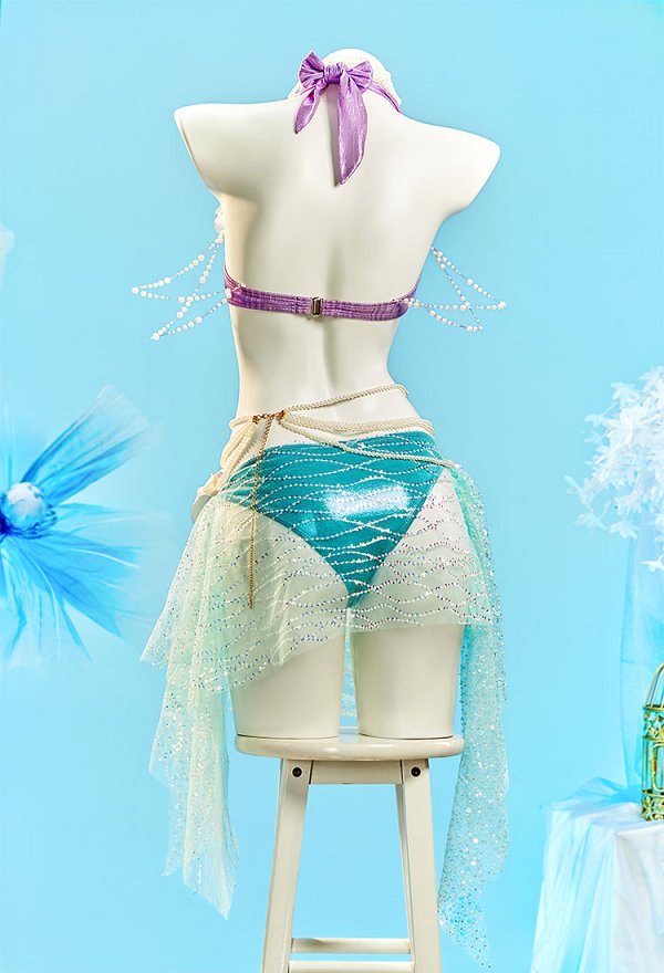 The Little Mermaid Ariel Derivado Traje de baño de dos piezas con top y ropa interior en forma de concha con una falda cruzada The Little Mermaid Ariel Derivado Traje de baño de dos piezas con top y ropa interior en forma de concha con una falda cruzada