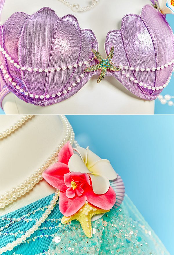 The Little Mermaid Ariel Derivado Traje de baño de dos piezas con top y ropa interior en forma de concha con una falda cruzada The Little Mermaid Ariel Derivado Traje de baño de dos piezas con top y ropa interior en forma de concha con una falda cruzada
