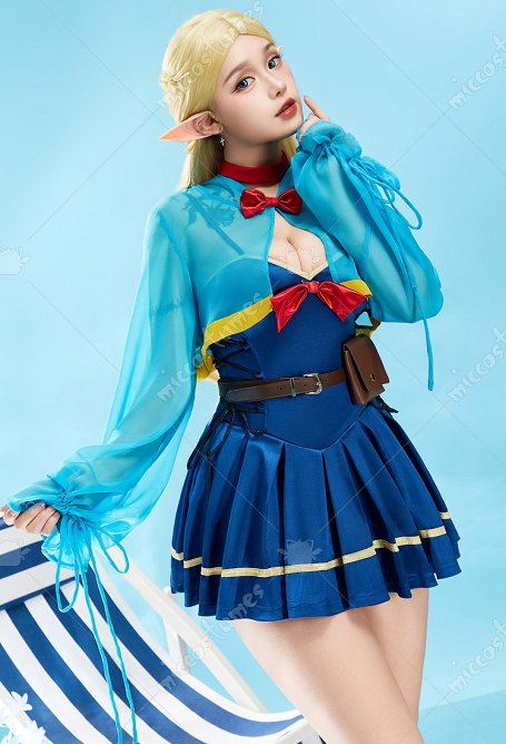 Traje de baño Marcille Derivative de una pieza azul con cordones cruzados y capucha