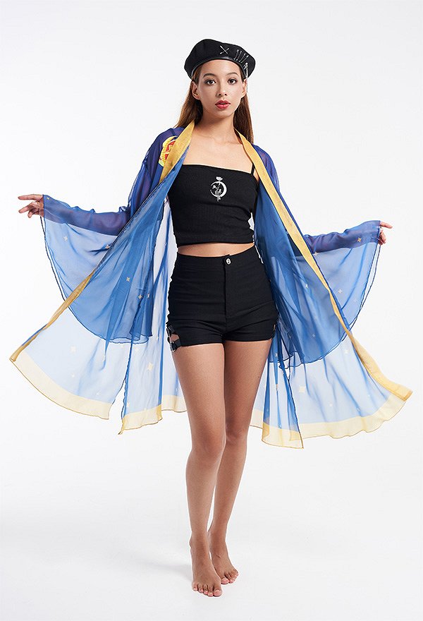 Miccostumes Trajes de baño Mona Derivado Cubierta Estampados de estrellas Haori Kimono de gasa