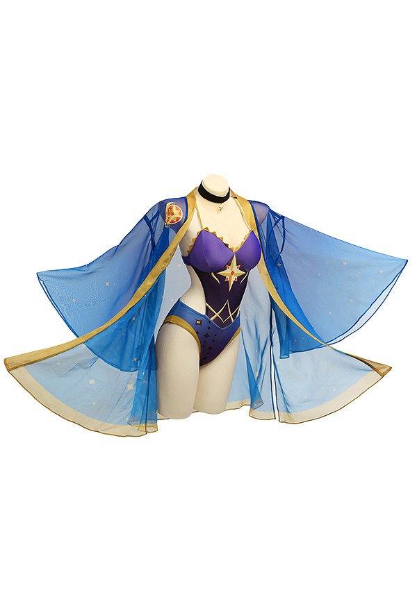 Miccostumes Trajes de baño Mona Derivado Cubierta Estampados de estrellas Haori Kimono de gasa