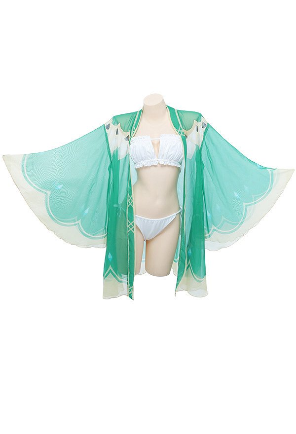 Miccostumes Swimsuits Genshin Impact Veste en Mousseline Dérivé Venti de Style Haori Kimono pour Plage