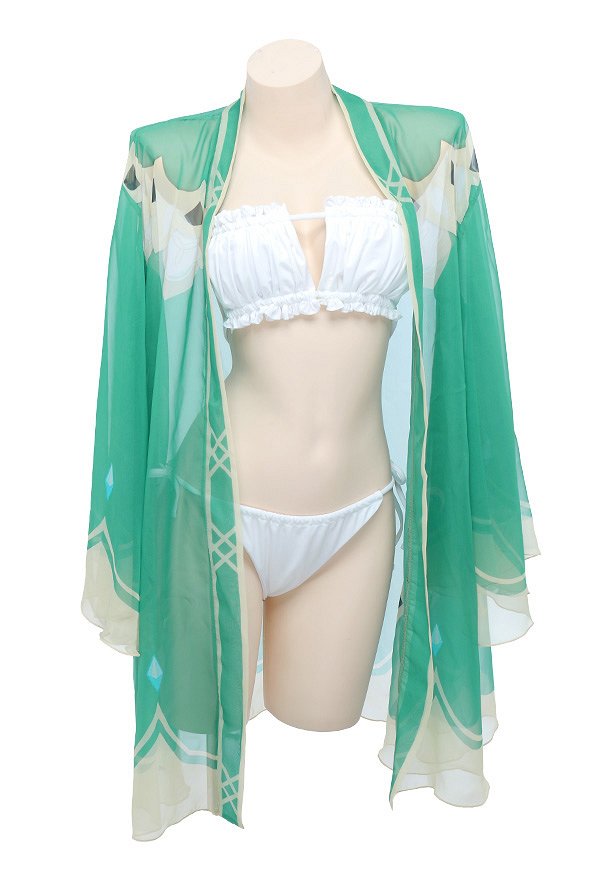Miccostumes Swimsuits Genshin Impact Veste en Mousseline Dérivé Venti de Style Haori Kimono pour Plage