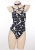 Maillot de bain une pièce style sorcière gothique sans manches ajouré