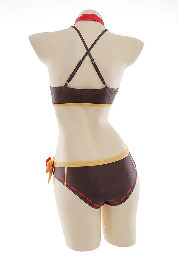Miccostumes Trajes de Baño Hu Tao Conjunto de Bikini Derivado Estilo Chino Top y Pantalones de Dos Piezas con Lindos Clips de Flores