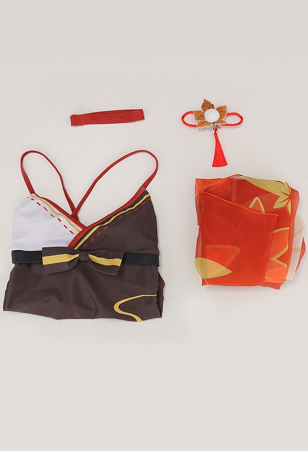 Maillots de bain Miccostumes Kaedehara Kazuha Maillot de bain une pièce décolleté plongeant et cache-maillot avec tour de cou et clip