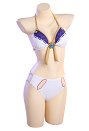 Kamisato Ayato Derivado Traje de baño de dos piezas Conjunto de bikini con cuello halter Traje de baño Ropa de baño