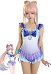 Miccostumes Bañador Sangonomiya Kokomi Derivado de una Pieza con Mangas de Volantes y Cordones laterales con clip