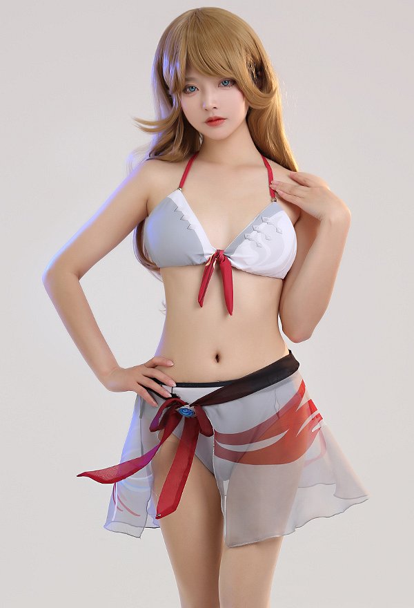Miccostumes Swimsuits Tartaglia Childe Bikini Childe Bralette Neckholder Cosplay Swimsuit Badeanzug mit Chiffon Rock Miccostumes Swimsuits Tartaglia Childe Bikini Childe Bralette Neckholder Cosplay Swimsuit Badeanzug mit Chiffon Rock