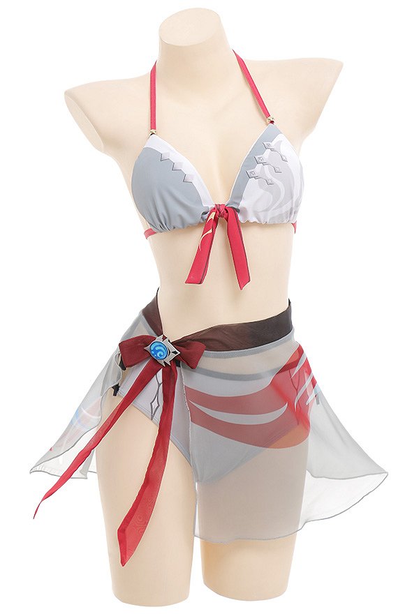 Miccostumes Swimsuits Tartaglia Childe Bikini Childe Bralette Neckholder Cosplay Swimsuit Badeanzug mit Chiffon Rock Miccostumes Swimsuits Tartaglia Childe Bikini Childe Bralette Neckholder Cosplay Swimsuit Badeanzug mit Chiffon Rock