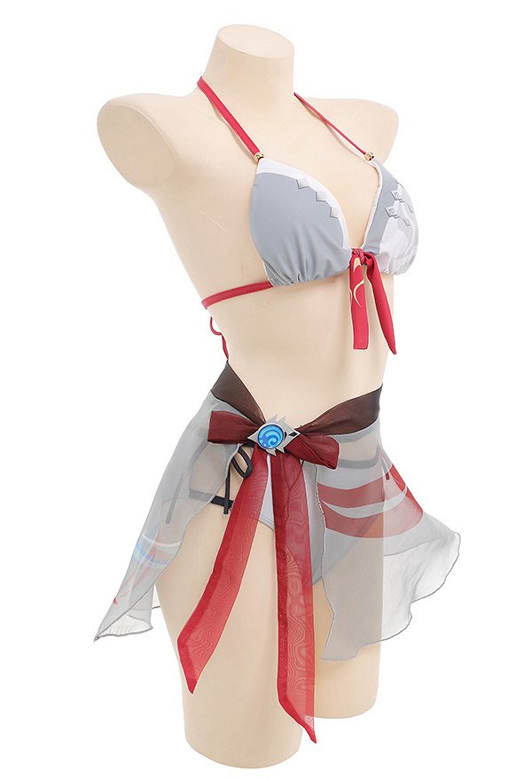 Miccostumes Swimsuits Tartaglia Childe Bikini Childe Bralette Neckholder Cosplay Swimsuit Badeanzug mit Chiffon Rock Miccostumes Swimsuits Tartaglia Childe Bikini Childe Bralette Neckholder Cosplay Swimsuit Badeanzug mit Chiffon Rock