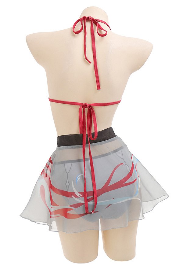 Miccostumes Swimsuits Tartaglia Childe Bikini Childe Bralette Neckholder Cosplay Swimsuit Badeanzug mit Chiffon Rock Miccostumes Swimsuits Tartaglia Childe Bikini Childe Bralette Neckholder Cosplay Swimsuit Badeanzug mit Chiffon Rock