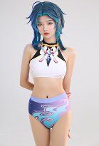 Maillots de bain Miccostumes Maillot de bain deux pièces dérivé de Xiao Haut dos nu et culotte taille haute Maillots de bain Miccostumes Maillot de bain deux pièces dérivé de Xiao Haut dos nu et culotte taille haute