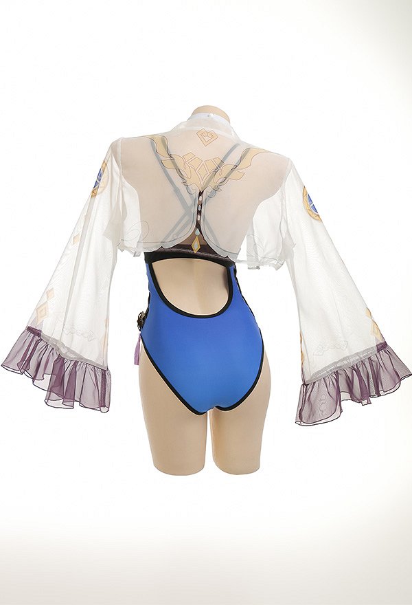 Yelan Derivative Damen One-Piece Swimsuit Bodysuit Badeanzug V Ausschnitt High Cut Neckholder Swimwear
