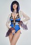 Yelan Derivative Damen One-Piece Swimsuit Bodysuit Badeanzug V Ausschnitt High Cut Neckholder Swimwear