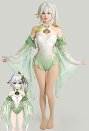 Genshin Impact Nahida Dérivé Maillot de Bain Une Pièce Maillot de Nain Dos Nu avec Laçage Latéral Bodysuit avec Manches