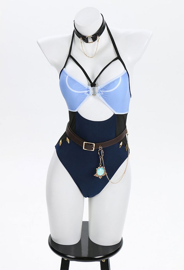 Traje de baño de una pieza derivado de Kaeya con corte sexy cuello halter y cordones que controla el abdomen