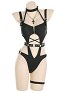 Miccostumes Gothic Sexy Swimsuits for Women Chest Zipper Cutout One-Piece Swimsuit Tummy Control Bathing Suit