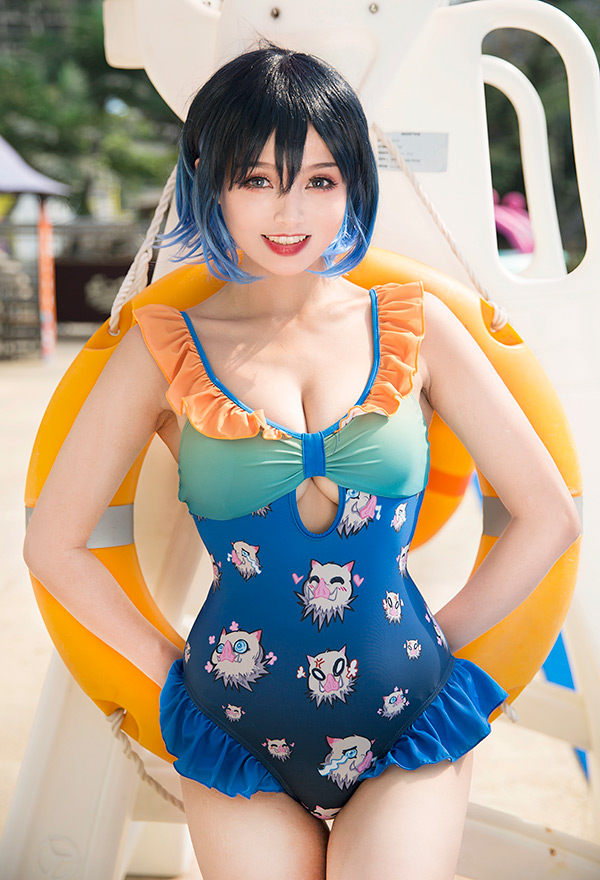 Maillot de bain kawaii pour la baignade Maillot de bain une pièce à volants Motif cartoon