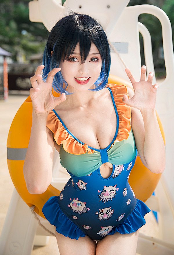Traje de baño kawaii para bañarse Traje de baño de una pieza con volantes y estampado de dibujos animados
