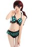 Miccostumes Trajes de Baño Patrón de Cuadro Verde Impreso para Bañar Conjunto de Bikini con Encaje y Pantalones Cortos Traje de Baño de Dos Piezas Traje de Baño