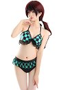 Miccostumes Trajes de Baño Patrón de Cuadro Verde Impreso para Bañar Conjunto de Bikini con Encaje y Pantalones Cortos Traje de Baño de Dos Piezas Traje de Baño