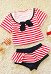 Swimsuit pour Filles Maillot de Bain Enfant Deux Pièces Top Culotte Kawaii avec Rayures Rouges Blanches