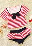 Red Stripe Girls Two Piece Swimwear Kawaii Bowknot Girls Swimsuits Ruffled Kids Bikini