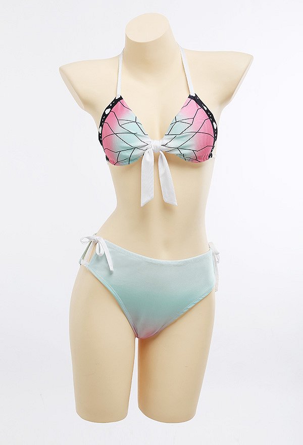 Maillot de Bain Deux Pièces Bikini Motif Papillon Cosplay Costume avec Jupe