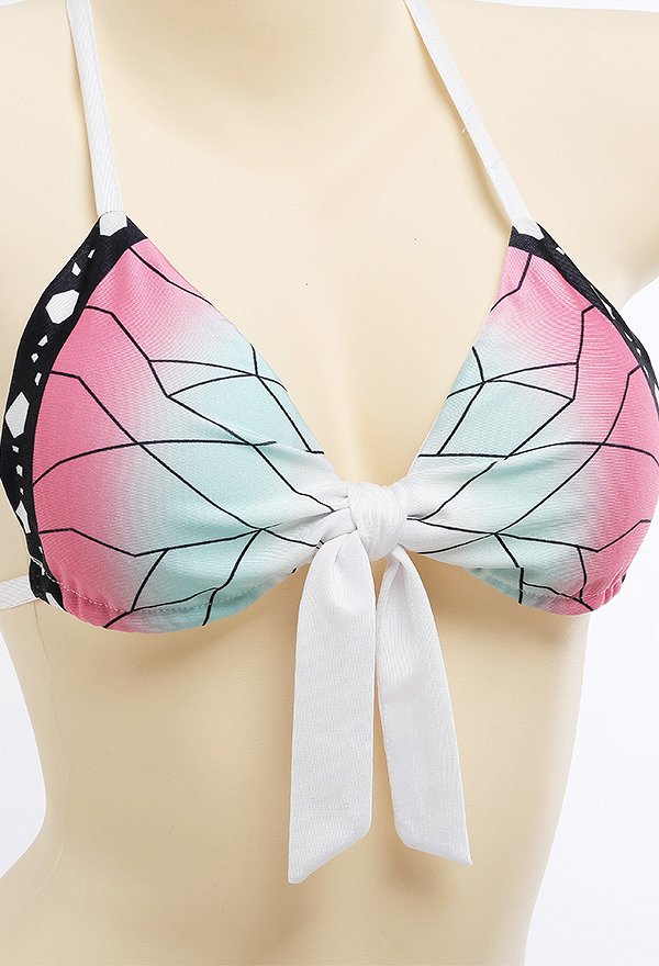 Maillot de Bain Deux Pièces Bikini Motif Papillon Cosplay Costume avec Jupe