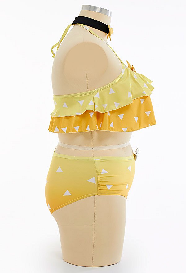 Trajes de baño de talla grande Traje de baño halter Traje de baño de dos piezas de cintura alta con gargantilla