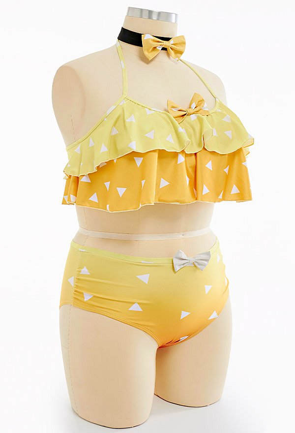 Trajes de baño de talla grande Traje de baño halter Traje de baño de dos piezas de cintura alta con gargantilla