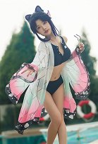 Miccostumes Swimsuits Back Prints for Bathing Bikini Set Buttons Top and Hollow Out Shorts Two Piece Bathing Suit Swimwear with Strapped Butterfly-Printed Kimono Haori Cover Up Miccostumes Swimsuits Back Prints for Bathing Bikini Set Buttons Top and Hollow Out Shorts Two Piece Bathing Suit Swimwear with Strapped Butterfly-Printed Kimono Haori Cover Up