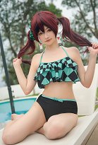 Trajes de baño Miccostumes de dos piezas con top halter y pantalones cortos de cintura alta con estampado de cuadrícula verde y negro Trajes de baño Miccostumes de dos piezas con top halter y pantalones cortos de cintura alta con estampado de cuadrícula verde y negro