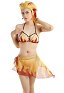 Miccostumes Swimsuits Flame Pattern Bikini Set Lace Up Top and Bottoms Two-Piece Bathing Suit Swimwear with with Chiffon Wrap Skirt Sarong