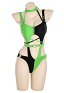 Shego Derivative Sexy Gótico Traje de baño de una pieza para mujer verde y negro con corte empalmado