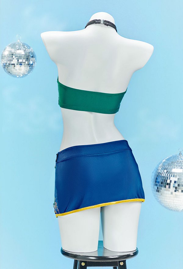 Kpop Slayers Rapper Derivative Zweiteiliger Badeanzug Bedrucktes Neckholder Top und Rock mit Reißverschluss Kpop Slayers Rapper Derivative Zweiteiliger Badeanzug Bedrucktes Neckholder Top und Rock mit Reißverschluss