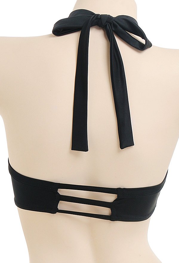 Miccostumes Bañador Sexy Cruzado de Pecho Conjunto de Bikini Sostén Halter y Pantalones Cortos con Cordones de Dos Piezas