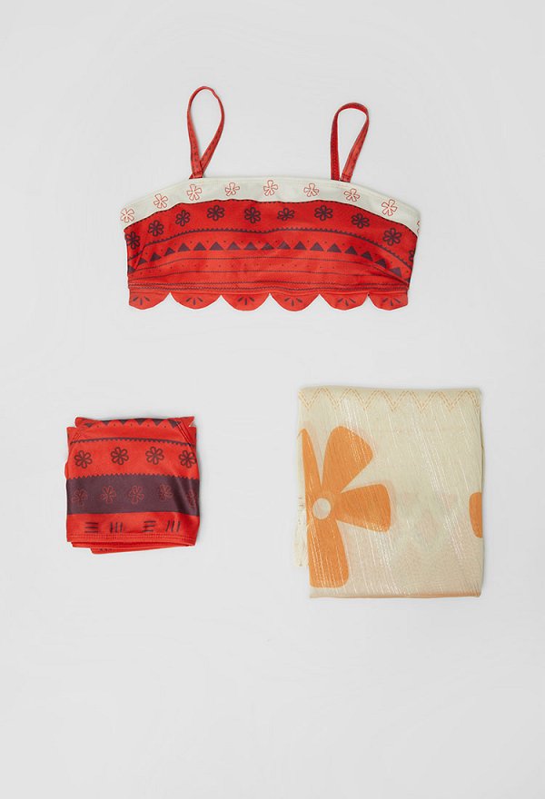Moana Derivado Traje de baño estampado de dos piezas con top sin tirantes y braguita combinado con una falda cruzada