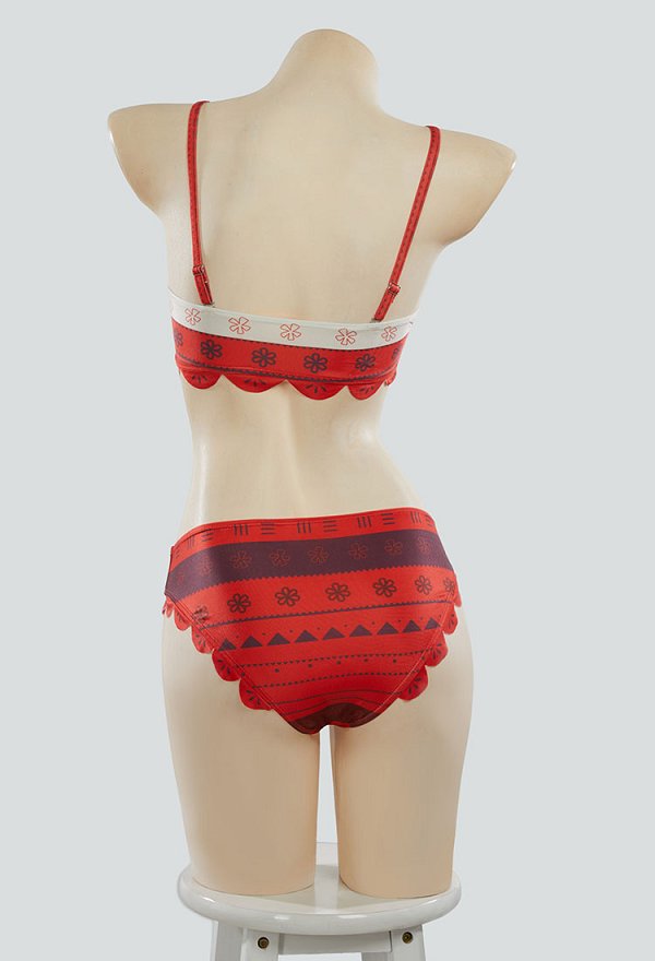 Moana Derivado Traje de baño estampado de dos piezas con top sin tirantes y braguita combinado con una falda cruzada