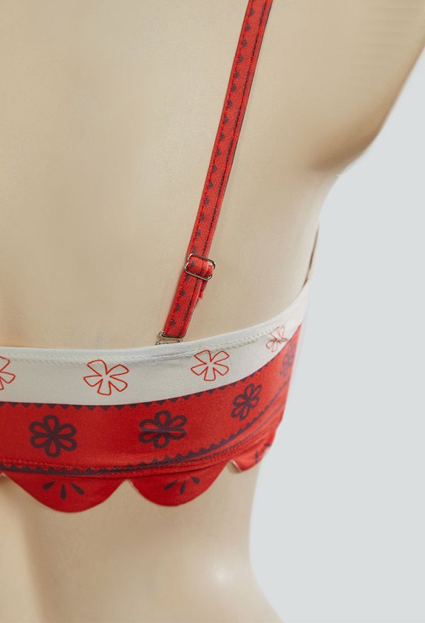 Moana Derivado Traje de baño estampado de dos piezas con top sin tirantes y braguita combinado con una falda cruzada