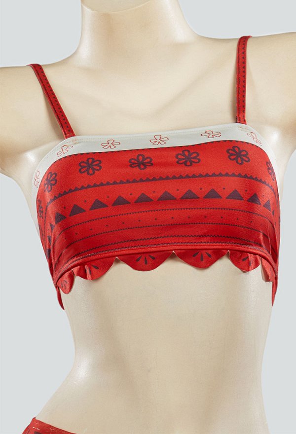 Moana Derivado Traje de baño estampado de dos piezas con top sin tirantes y braguita combinado con una falda cruzada