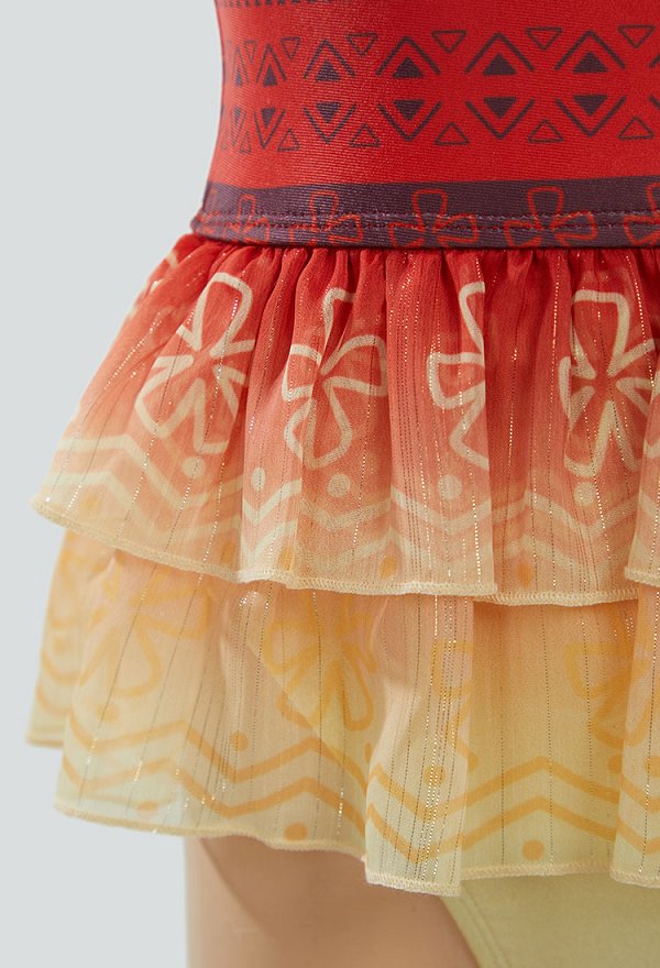 Princesa Moana derivado lindo Traje de baño de una pieza para niños con estampado de volantes